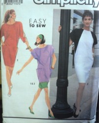 7161 Simplicity EZ RAGLAN SS- 3/4 SLEEVE WEDGE DRESS, TUNIC,  SKIRT PATTERN  4-10  UNCUT